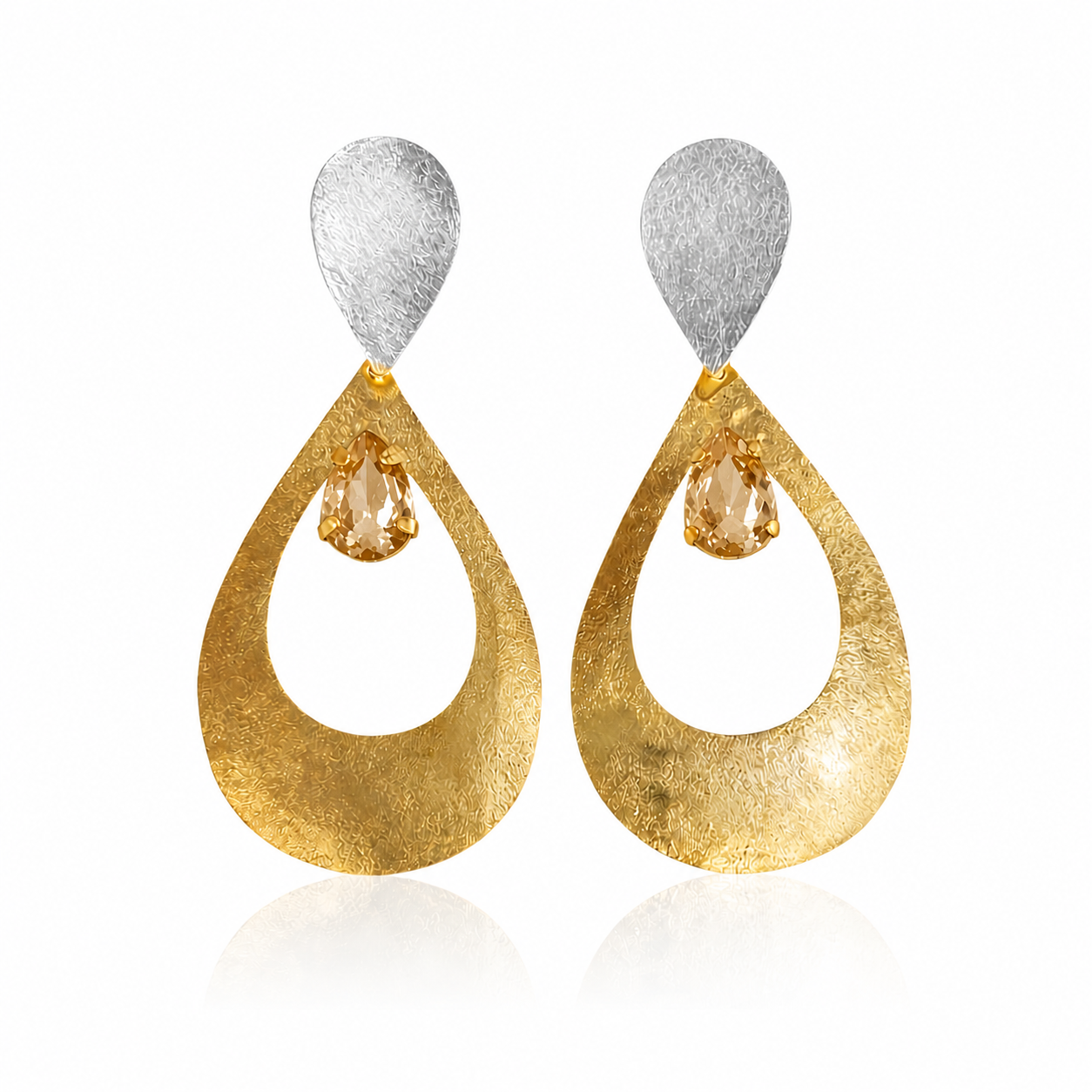 Big Champagne Drop Stone Earrings