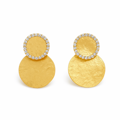 Small Duo Round Zircon Earrings