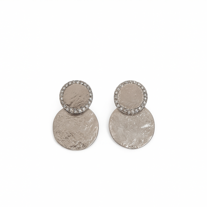 Small Duo Round Zircon Earrings
