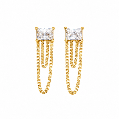 Rectangle Double Chain Earrings