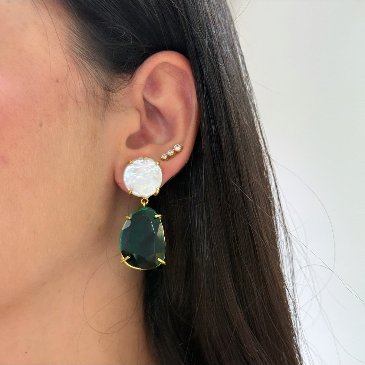 Pearl with Stone Earrings