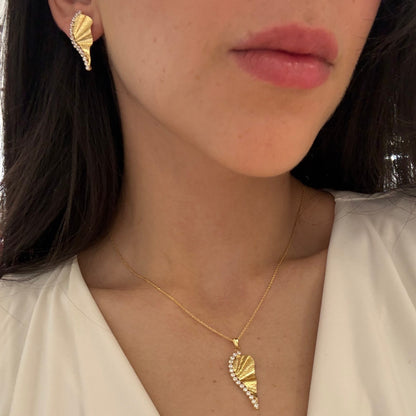 Half Hearts Zircon Earrings