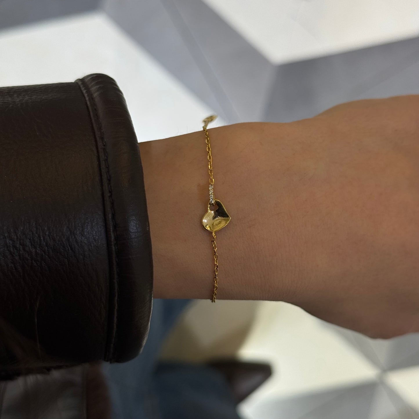 Chained Heart with Zircon Bracelet