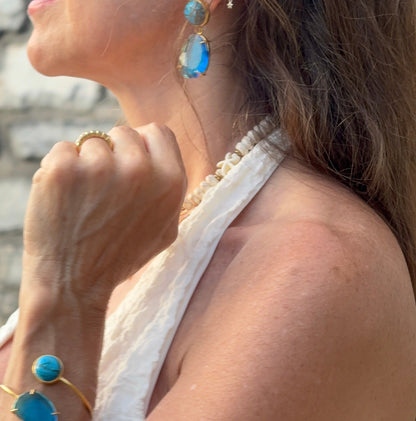 Turquoise & Aqua Stone Bangle