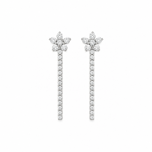 Dainty Flower Tennis Earrings