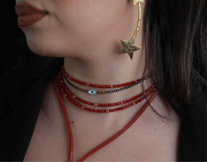 Semi-precious Red Ruby Crystal Chocker