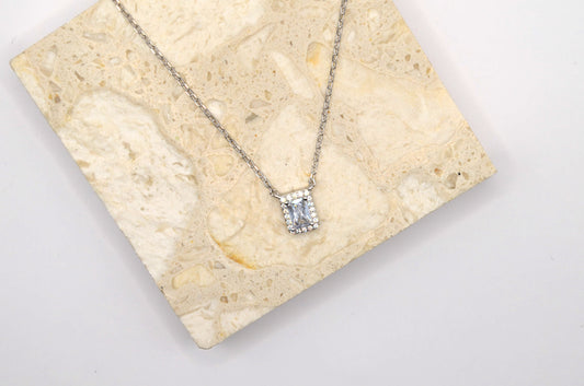 Emerald Cut Zircon Necklace