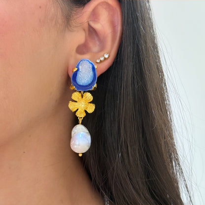 Sparkly Crystal Blue Earrings