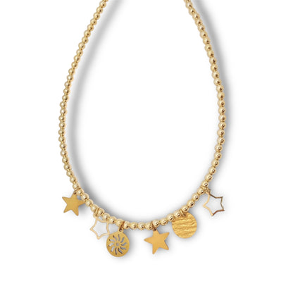 Golden Pearls Charms Chocker