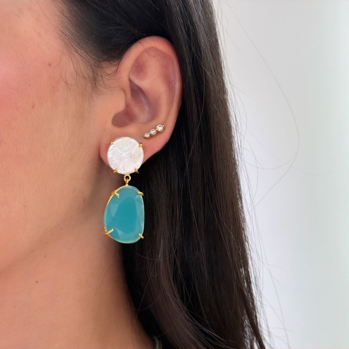 Pearl with Stone Earrings
