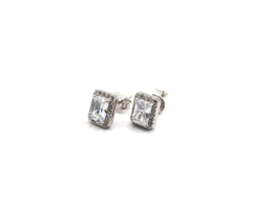 Emerald Cut Zircon Earrings