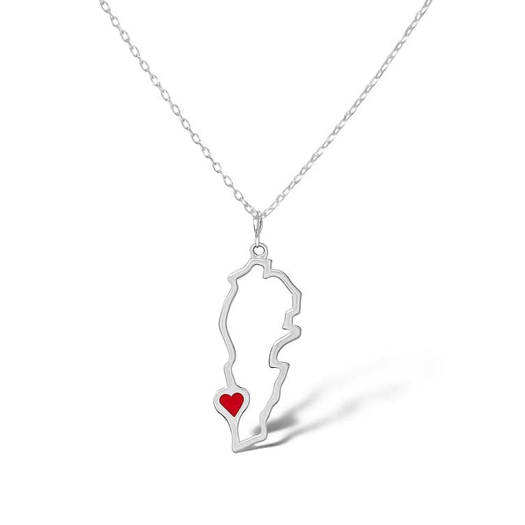 Map of Lebanon with Red Heart