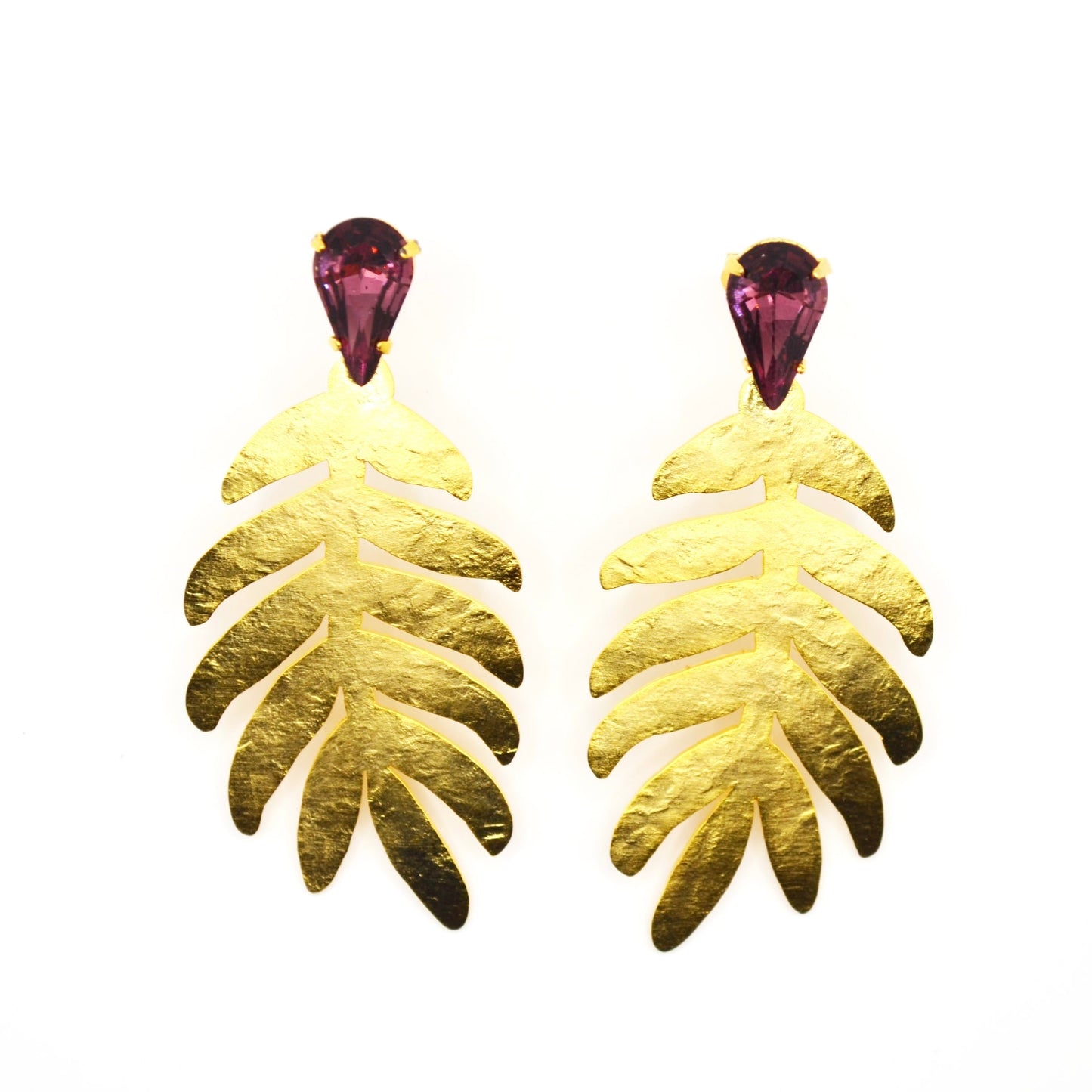 Amethyst Swarovski Leaf Earrings