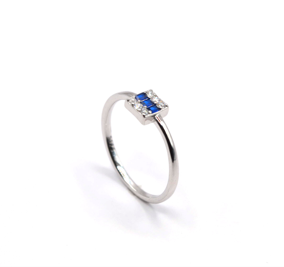 Simple Square Blue Ring