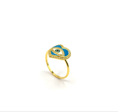 Heart Enamel Zircon Eye Ring