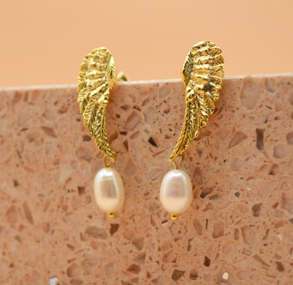 Pearly Wing Stud Earrings