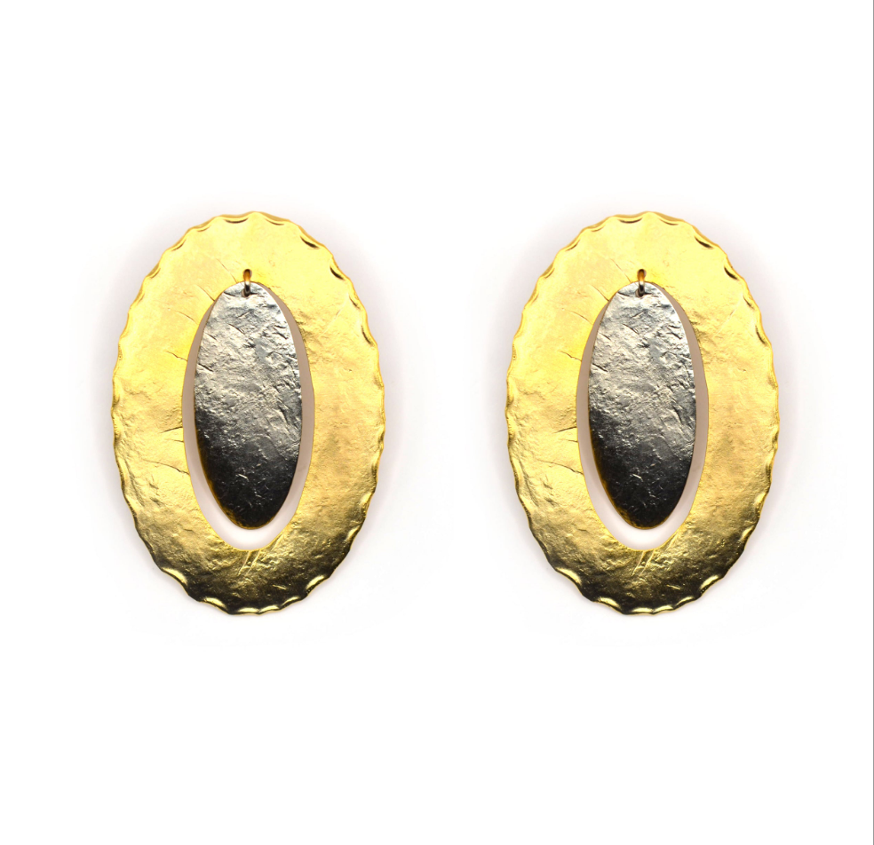 Hanging Oval Colour Mix Earrings