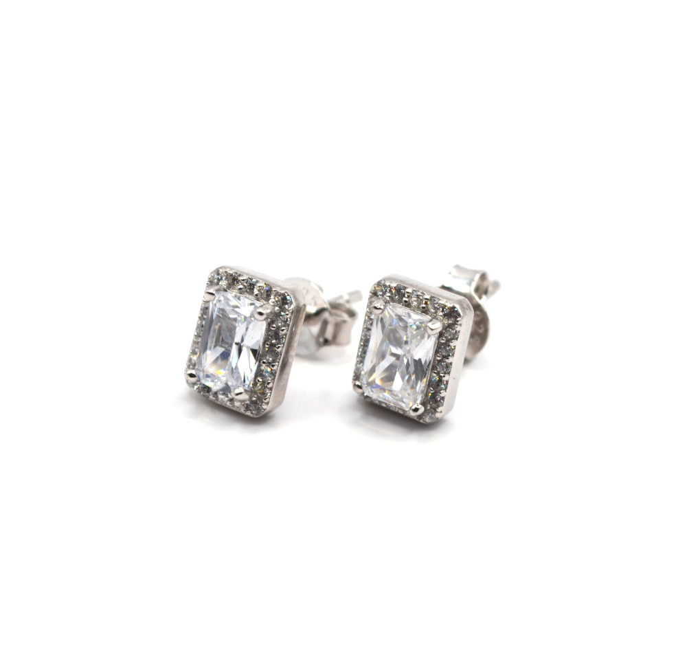 Emerald Cut Zircon Earrings