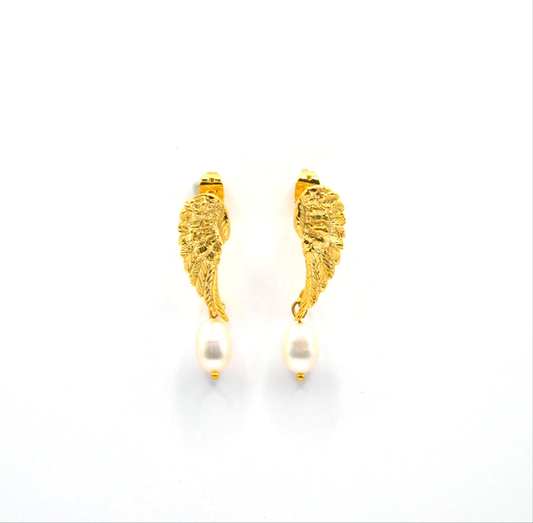 Pearly Wing Stud Earrings