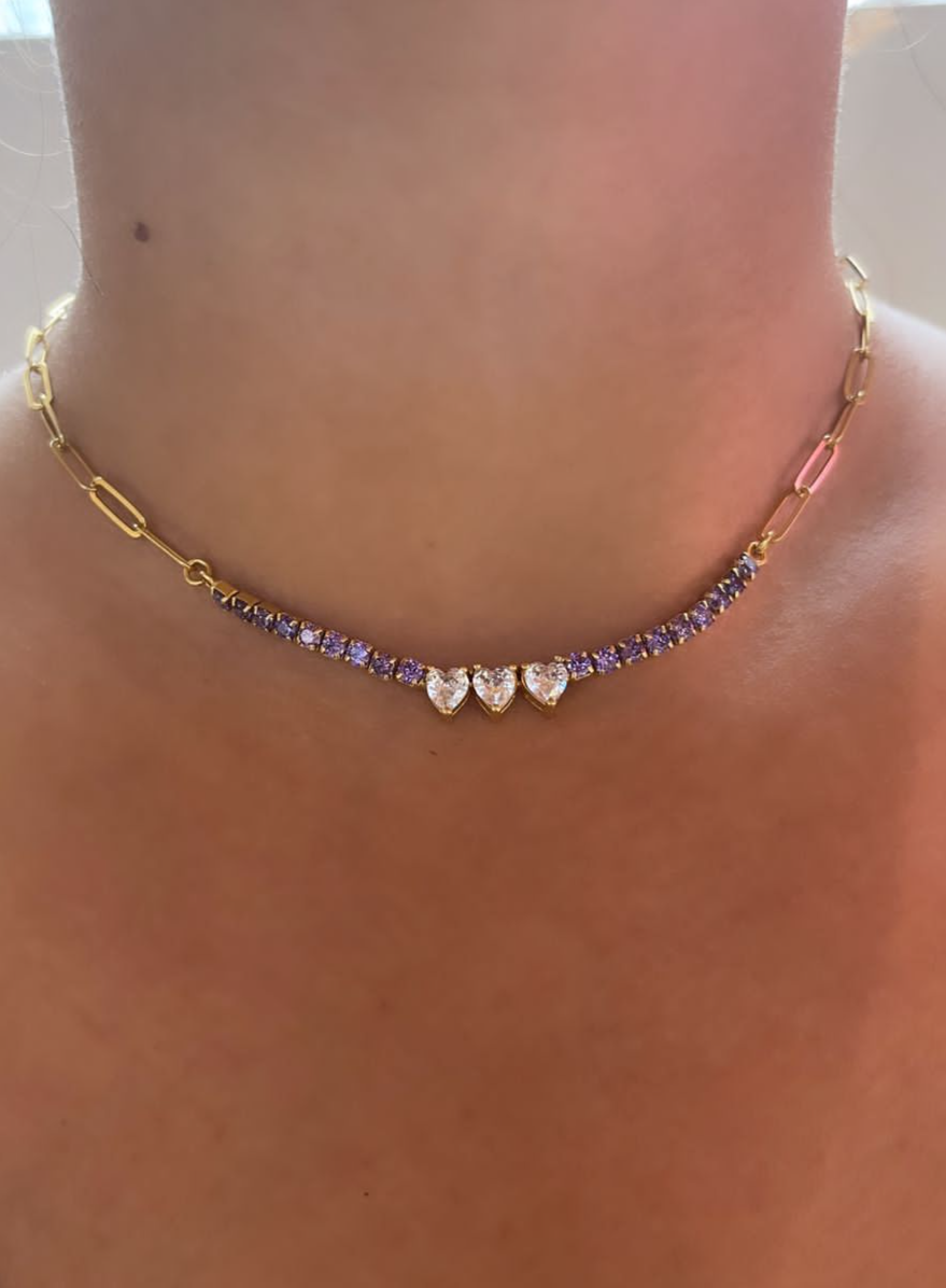 Heart Half-tennis Necklace