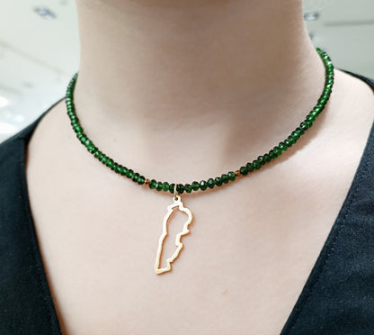 Map of Lebanon Crystal Necklace