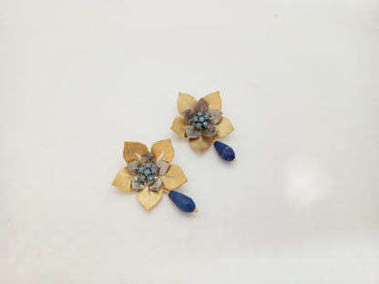 Double Lotus Flower Two-Toned Earrings