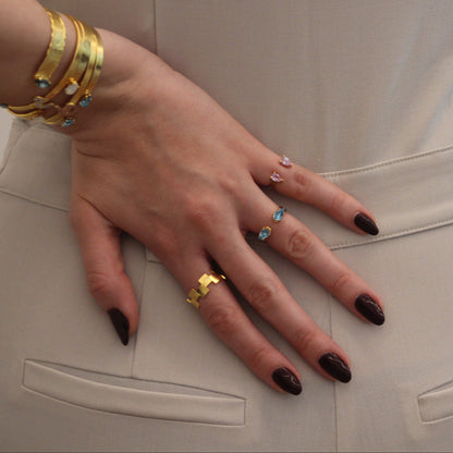 Pear Stone Pinky Ring