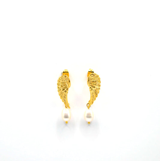 Pearly Wing Stud Earrings