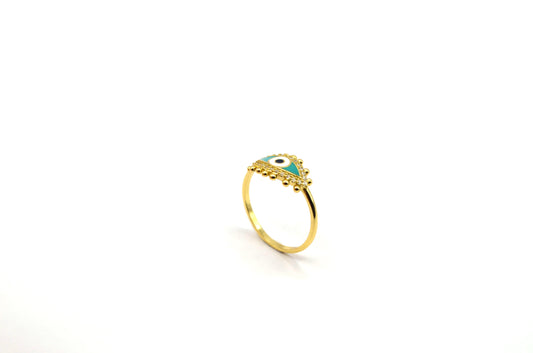 Turquoise Enamel Zircon Eye Ring