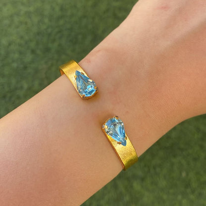 Aqua Big Teardrop Swarovski Bangle