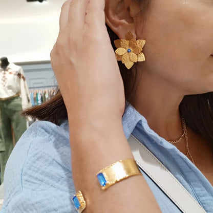 Double Lotus Flower Earrings