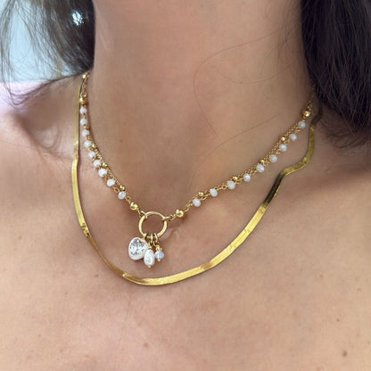 White Heart And Charms Necklace