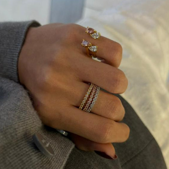 Dotted Triple Deck Rings