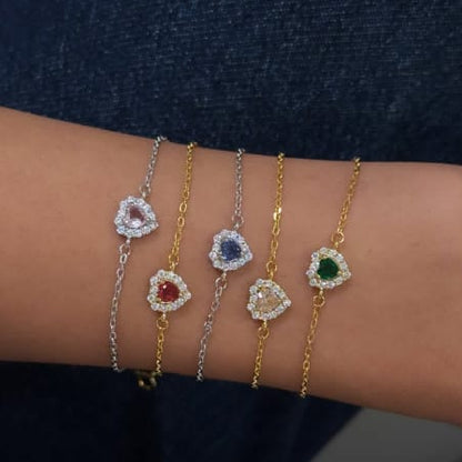 Simple Zircon Heart Bracelet In Gold