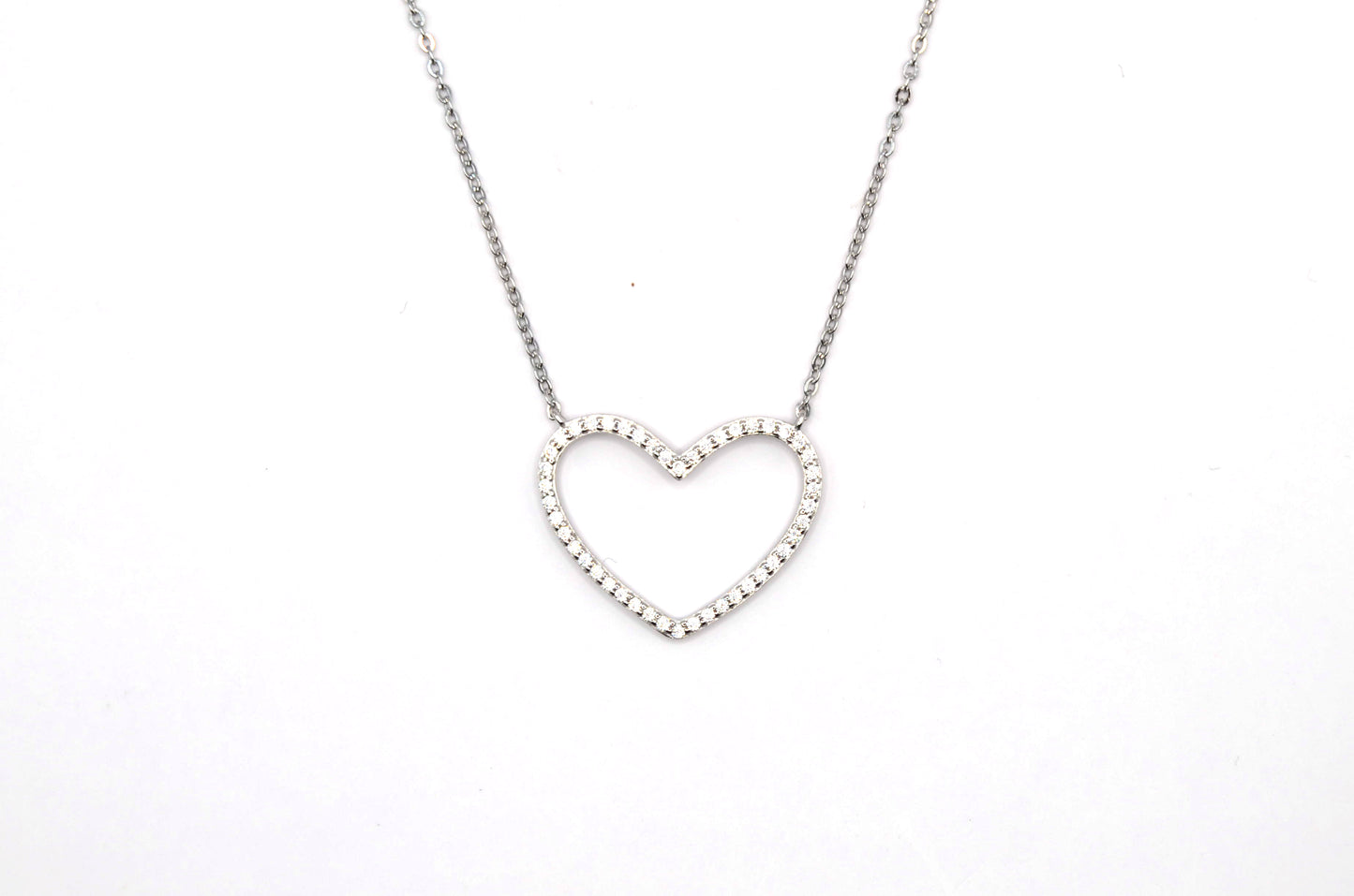 Zircon Heart Shape Necklace Silver