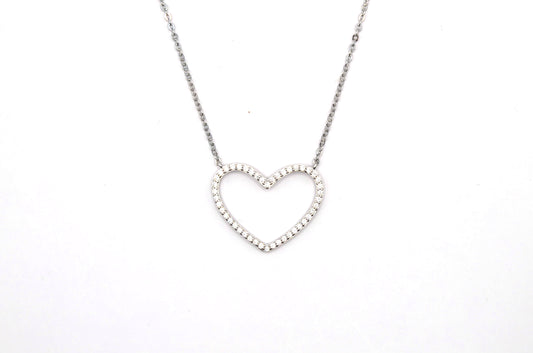 Zircon Heart Shape Necklace Silver