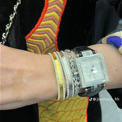 Thin Double Side Zircon Bangle