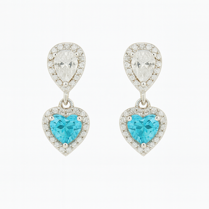 Zircon Teardrop with Heart Zircon Earrings
