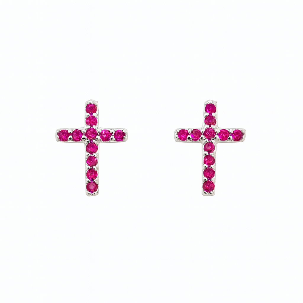 Small Colored Cross Earrings