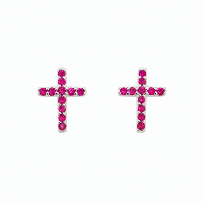 Small Colored Cross Earrings