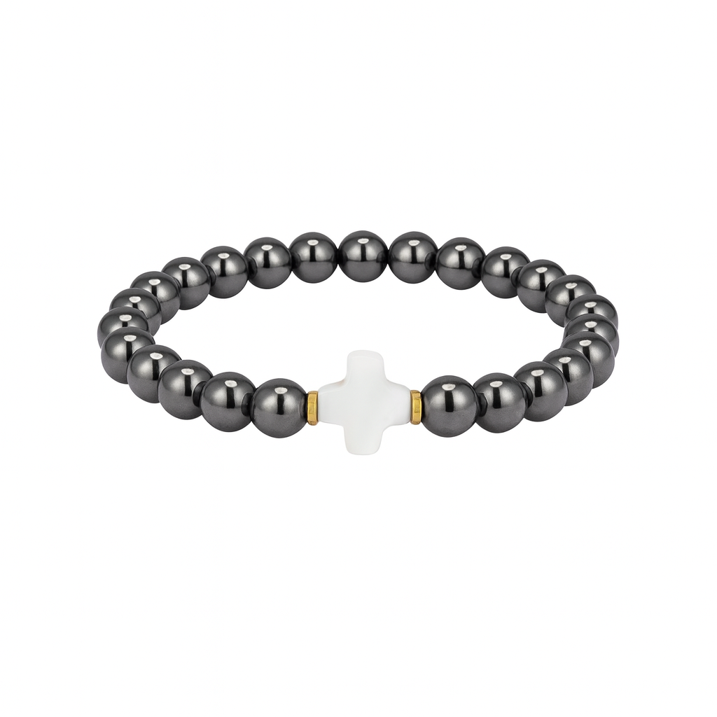 Hematite Cross Bracelet