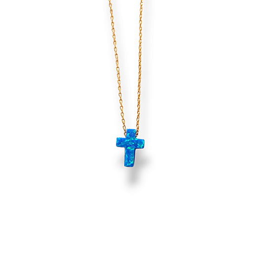 Blue Opal Cross Necklace