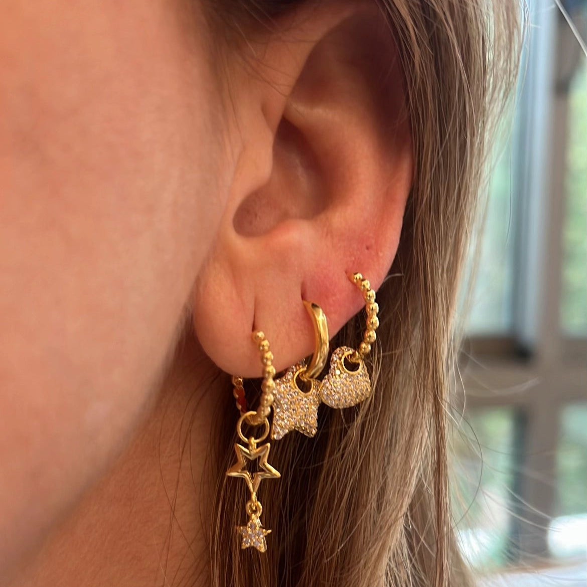 Bedazzled Star Hoops