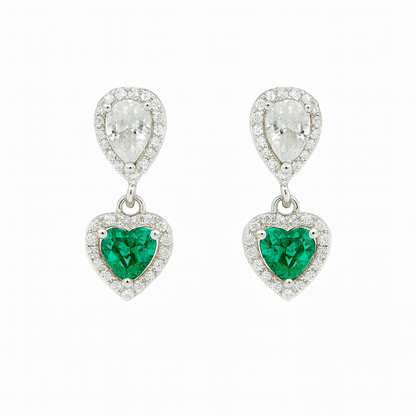 Zircon Teardrop with Heart Zircon Earrings
