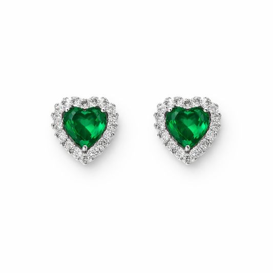 Small Emerald Heart Earrings