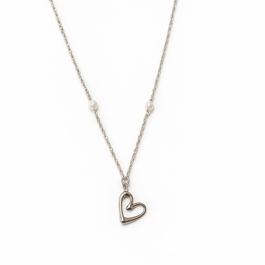 Open Heart with Pearls Necklace