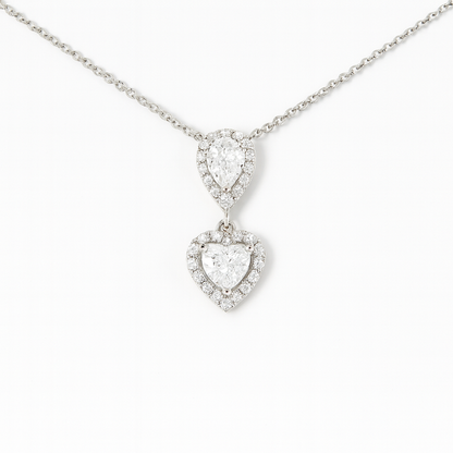 Zircon Teardrop with Heart Zircon Necklace