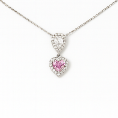 Zircon Teardrop with Heart Zircon Necklace