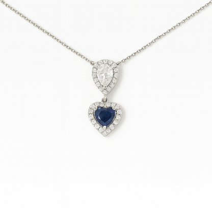 Zircon Teardrop with Heart Zircon Necklace