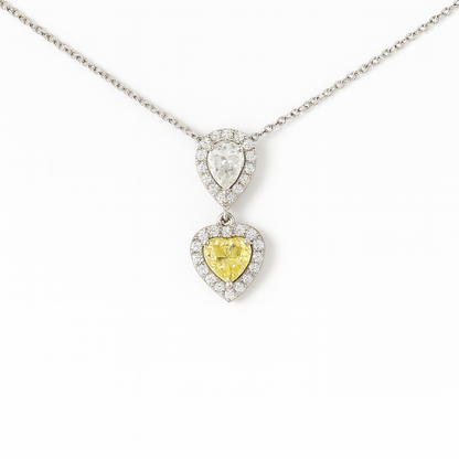 Zircon Teardrop with Heart Zircon Necklace